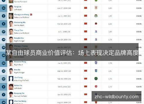 某自由球员商业价值评估：场上表现决定品牌高度